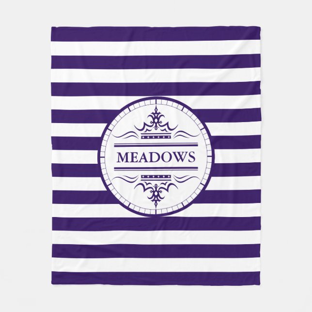 Monogram Nautical Elegant Navy Blue Fleece Blanket (Framsidan)