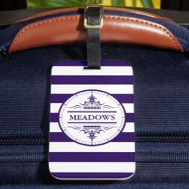 Monogram Nautical Elegant Navy Blue Luggage Tag Bagagebricka