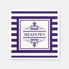 Monogram Nautical Elegant Navy Blue Papper Napkins Pappersservett