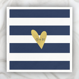 Monogram Nautical Guld Heart Bröllop Pappersservet Pappersservett