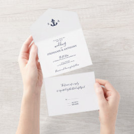 Monogram Nautical Navy Blue Anchor Bröllop