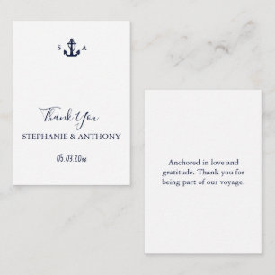 Monogram Nautical Navy Blue Anchor Bröllop Anteckningskort