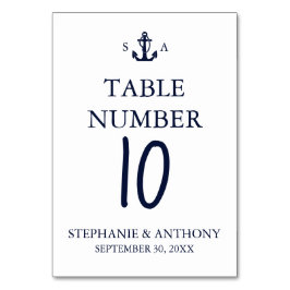 Monogram Nautical Navy Blue Anchor Bröllop Bordsnummer