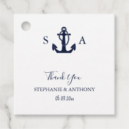 Monogram Nautical Navy Blue Anchor Bröllop Gåvor Etiketter