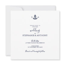 Monogram Nautical Navy Blue Anchor Bröllop