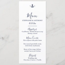 Monogram Nautical Navy Blue Anchor Bröllop Meny