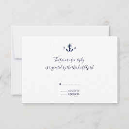Monogram Nautical Navy Blue Anchor Bröllop OSA Kort