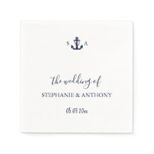 Monogram Nautical Navy Blue Anchor Bröllop
