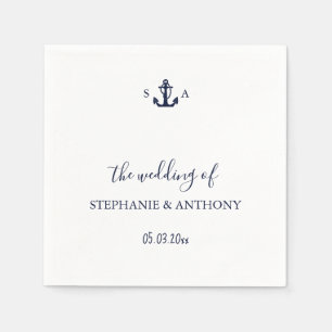 Monogram Nautical Navy Blue Anchor Bröllop Pappersservett