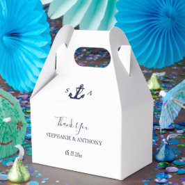 Monogram Nautical Navy Blue Anchor Bröllop Presentaskar
