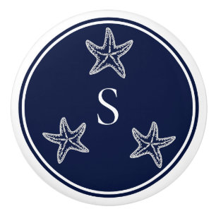 Monogram Nautical White Navy Blue Starfish Beach C Knopp