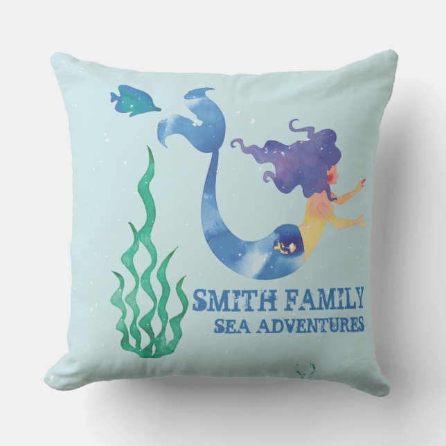 Monogram.Nautisk. Sjöjungfruarnas Bay.Efternamn. Kudde (Framsida)