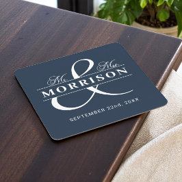 Monogram Navy Blue Bröllop Underlägg Papper Kvadrat