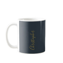 Monogram Navy Blue Gold Script Name Minimalist Men