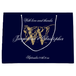 Monogram Navy Blue & Guld Elegant bröllop