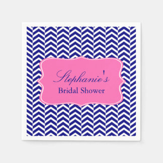 Monogram Navy Blue med Shock rosa Chevron Möhippa Pappersservett