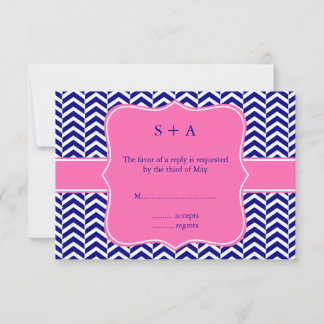 Monogram Navy Blue med Shock rosa Chevron OSA Kort