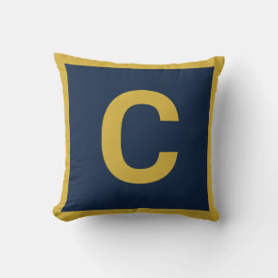 MONOGRAM NAVY GULD DUBLESITED Cushion Pillow Kudde