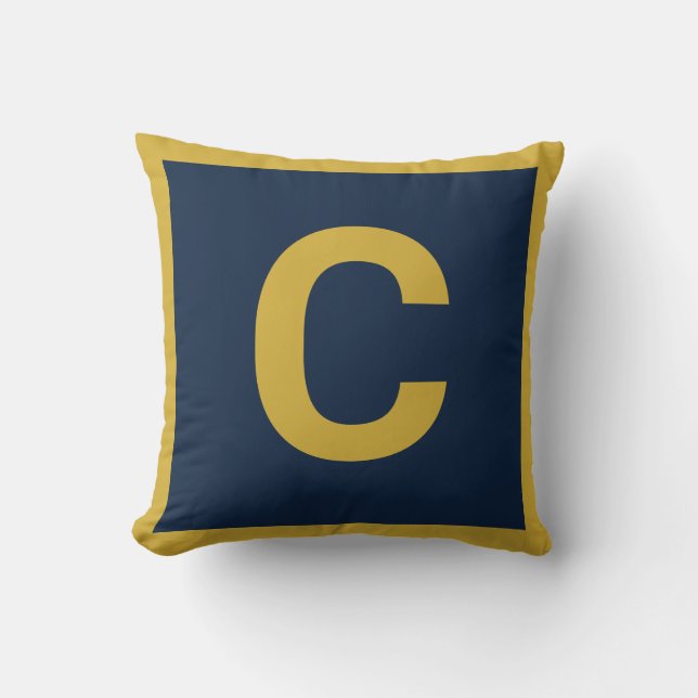 MONOGRAM NAVY GULD DUBLESITED Cushion Pillow Kudde (Framsida)
