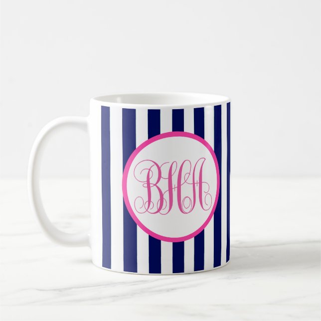 Monogram Navy Rand Kaffemugg (Vänster)