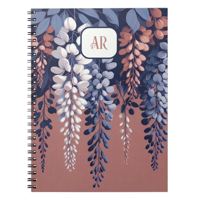 Monogram Navy Ro Wisteria Elegance Anteckningsbok (Framsidan)