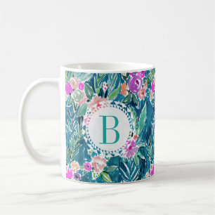 Monogram NAVY TROPICAL PARADISE Hawaiian Hibiscus Kaffemugg