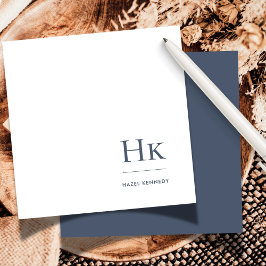 Monogram Navy White Simple Elegant Social Notecard Anteckningskort