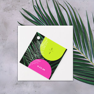 Monogram Neon Arches Handflatan Löv Tropical Bröll Gåvor Etiketter