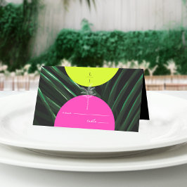 Monogram Neon Arches Handflatan Träd Tropical Bröl Placeringskort