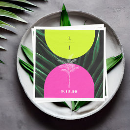 Monogram Neon Arches Tropical Handflatan Träd Bröl Pappersservett