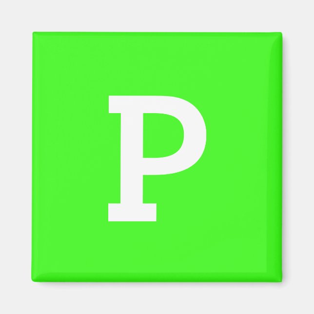 Monogram Neon Grönt Best Färg samordnar Magnet (Framsidan)