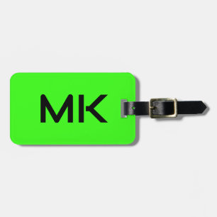 Monogram Neon Grönt Initialer Namn Gift Favor Bagagebricka