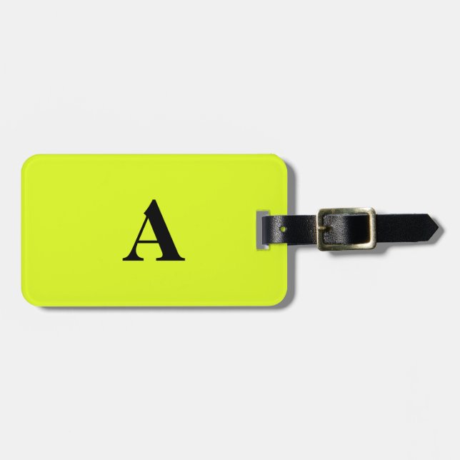 Monogram Neon Gult Namn - första Coola - fördel Bagagebricka (Horisontell Framsida)
