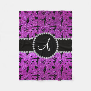 Monogram neon lila glitter gymnastikhjärtan fleecefilt