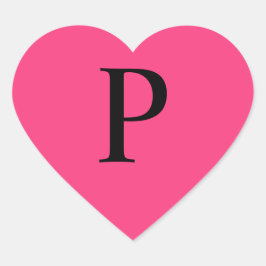 Monogram Neon Rosa Hjärtformat Klistermärke