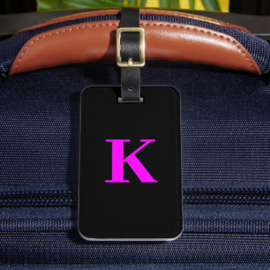 Monogram Neon Rosa Magenta Svart Anpassad Färg Bagagebricka