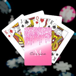 Monogram Neon Shock rosa Metallic Dripping Glitter Casinokort