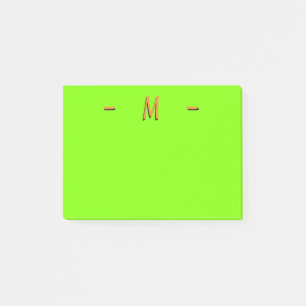 Monogram Neonesque Grön och Orange Post-it Block