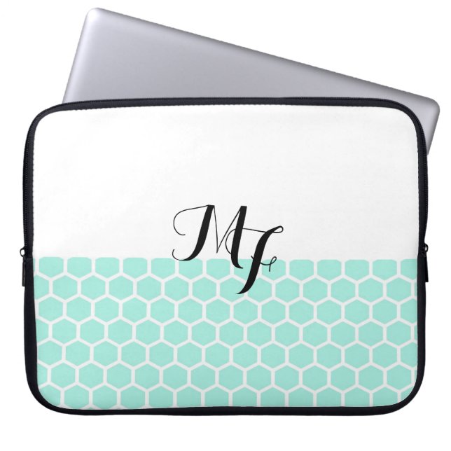 Monogram Neoprene Laptop sleeve Hexagon Mönster (Framsidan)