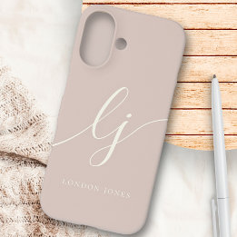 Monogram Neutral Modern Minimalist Stylish Rose