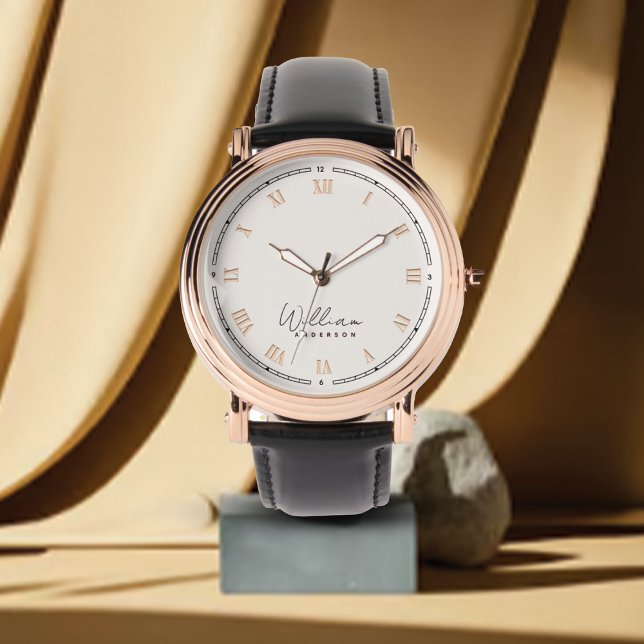 Monogram Neutralt Ivory Cream | Modern Guld Snyggt Armbandsur (Skapare uppladdad)