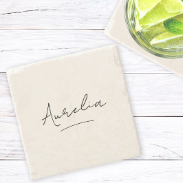 Monogram Neutralt Modern Minimalist Script Ivory Stenunderlägg