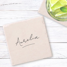 Monogram Neutralt Modern Minimalistisk Chic Namnte Stenunderlägg