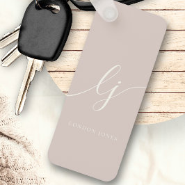 Monogram Neutralt Modern minimalistisk Dusty-Rosa Nyckelring