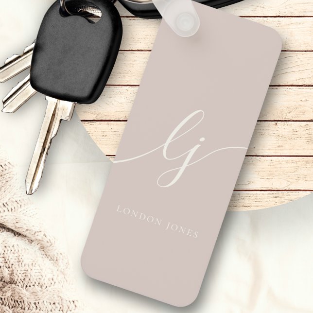 Monogram Neutralt Modern minimalistisk Dusty-Rosa Nyckelring (Skapare uppladdad)