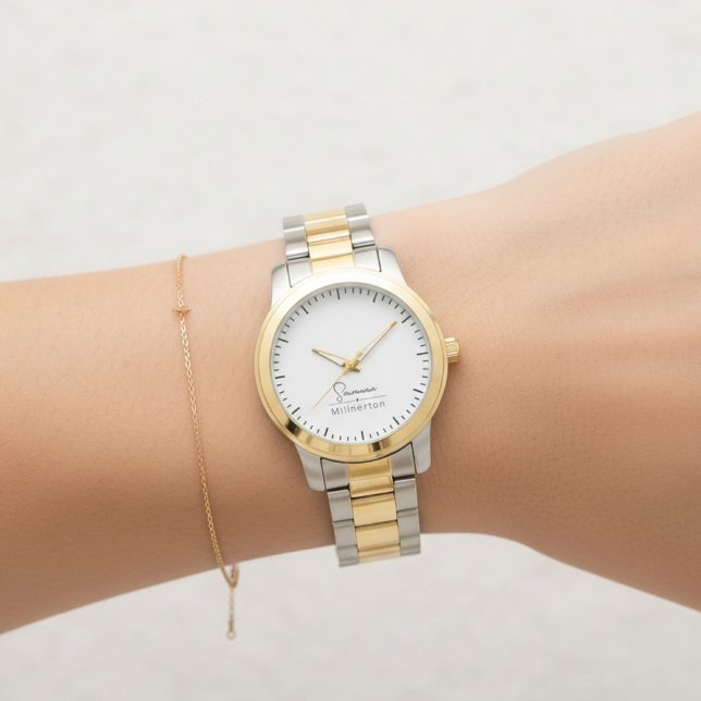 Monogram Neutralt Modern Minimalistisk Elegant Armbandsur (personalized watch for women)