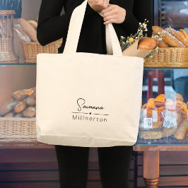 Monogram Neutralt Modern Minimalistisk Elegant Jumbo Tygkasse