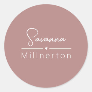 Monogram Neutralt Modern Minimalistisk Elegant Runt Klistermärke