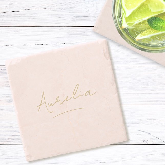 Monogram Neutralt Modern Minimalistisk  skript Stenunderlägg (Skapare uppladdad)