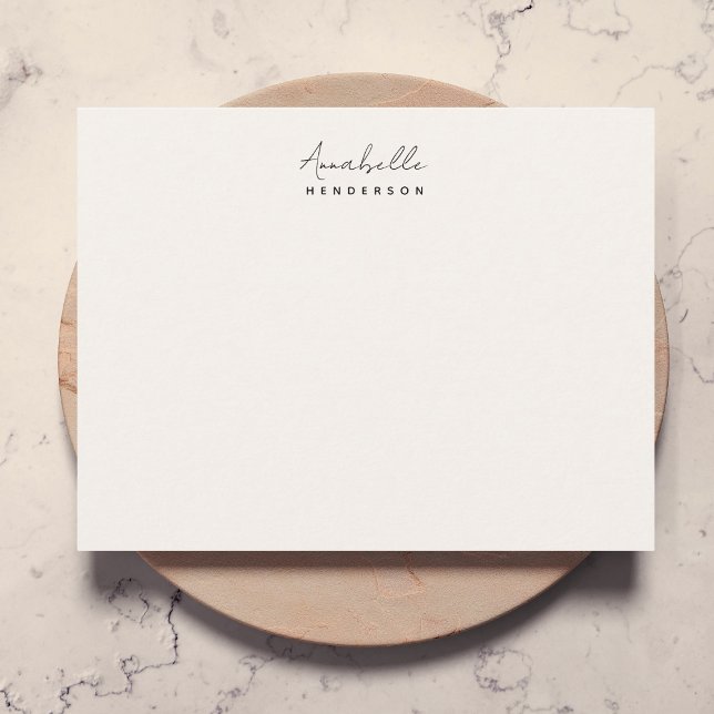 Monogram-Neutralt | Modern minimalistisk Snyggt Anteckningskort (Modern minimalist neutral monogram note card by Guava - elegant, clean, and customizable.)